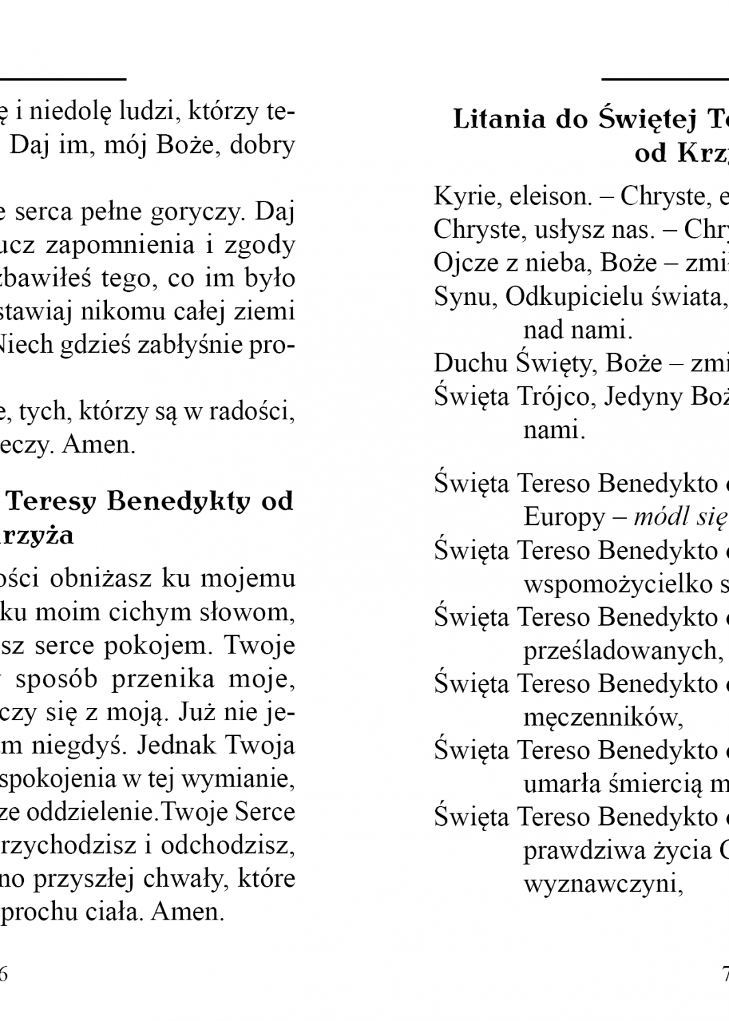 Do Świętej Edyty Stein